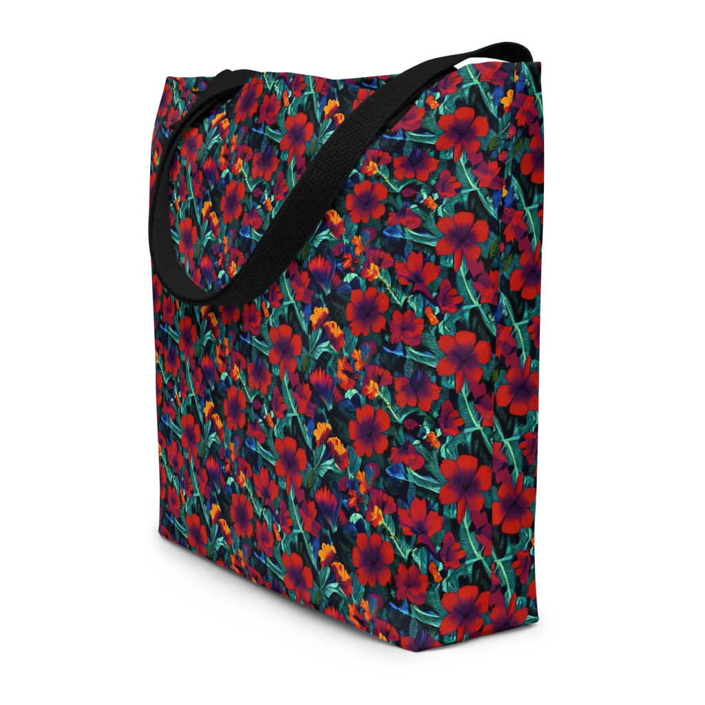 Crimson Jungle on Large Tote Bag W/ Pocket — Front