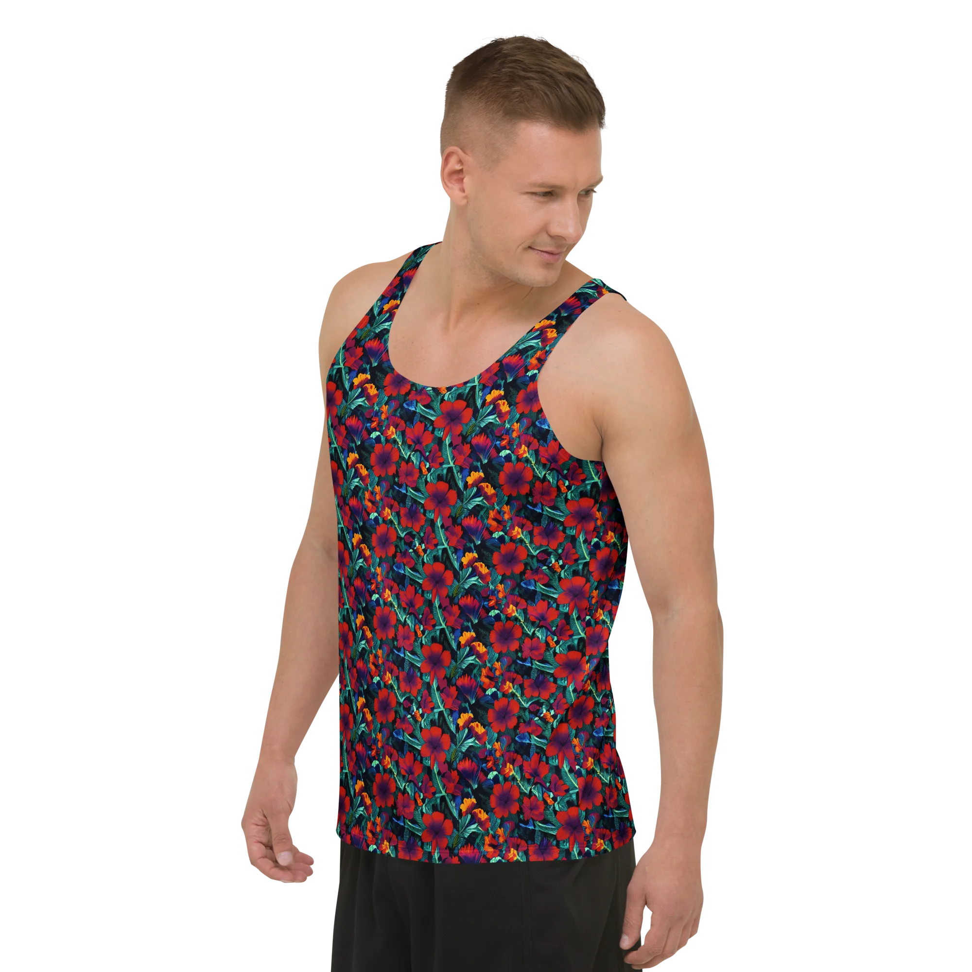 Crimson Jungle on Men's Tank Top — Left Front