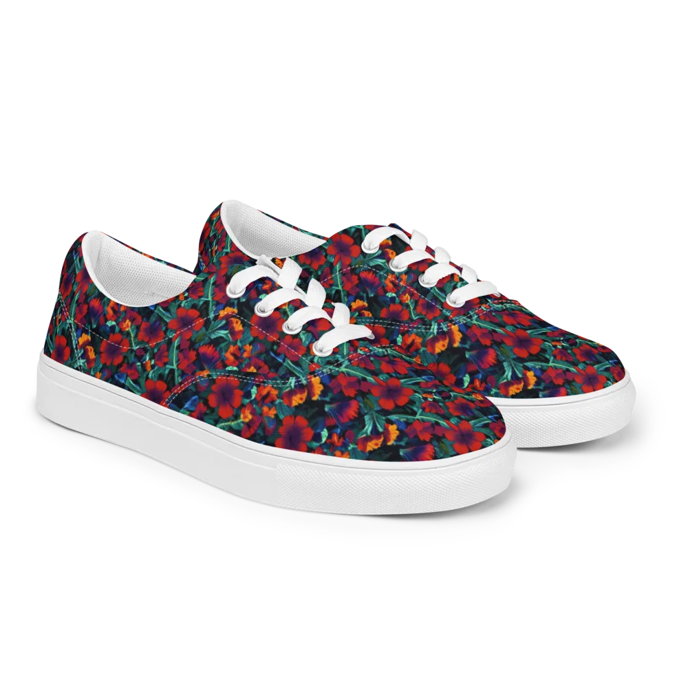 Crimson Jungle on Men's Lace-Up Canvas Shoes — Right Front