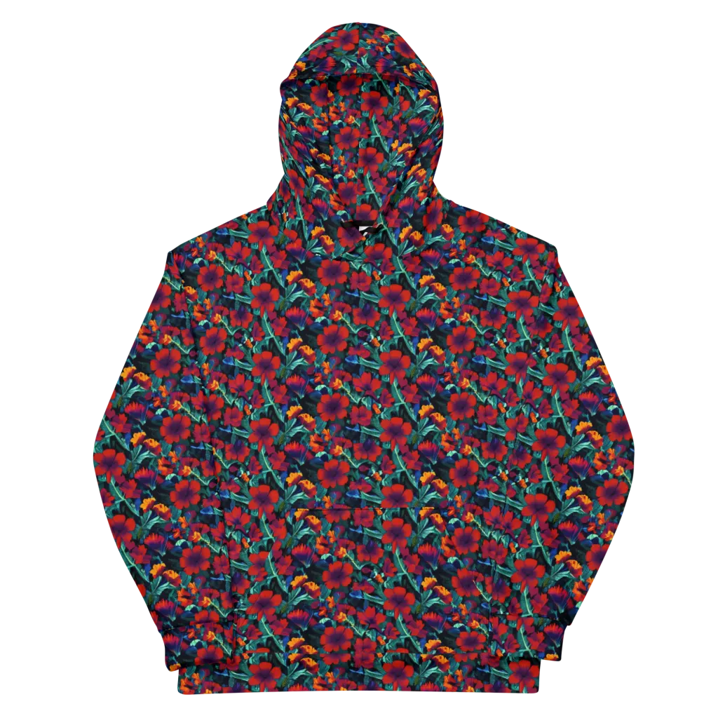 Crimson Jungle on Cotton Hoodie — Front