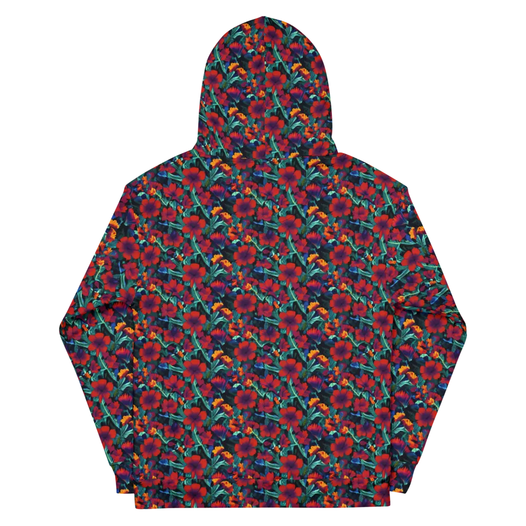 Crimson Jungle on Cotton Hoodie — Back