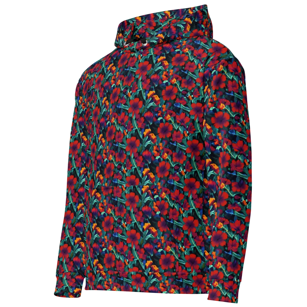 Crimson Jungle on Cotton Hoodie — Left Front