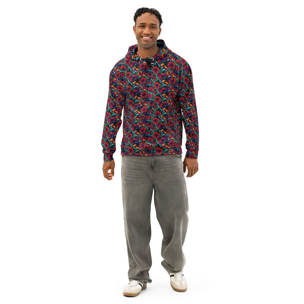 Crimson Jungle on Cotton Hoodie — Front