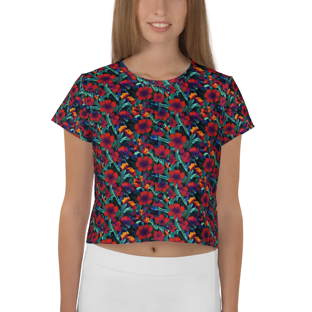 Crimson Jungle on Crop Tee — Front
