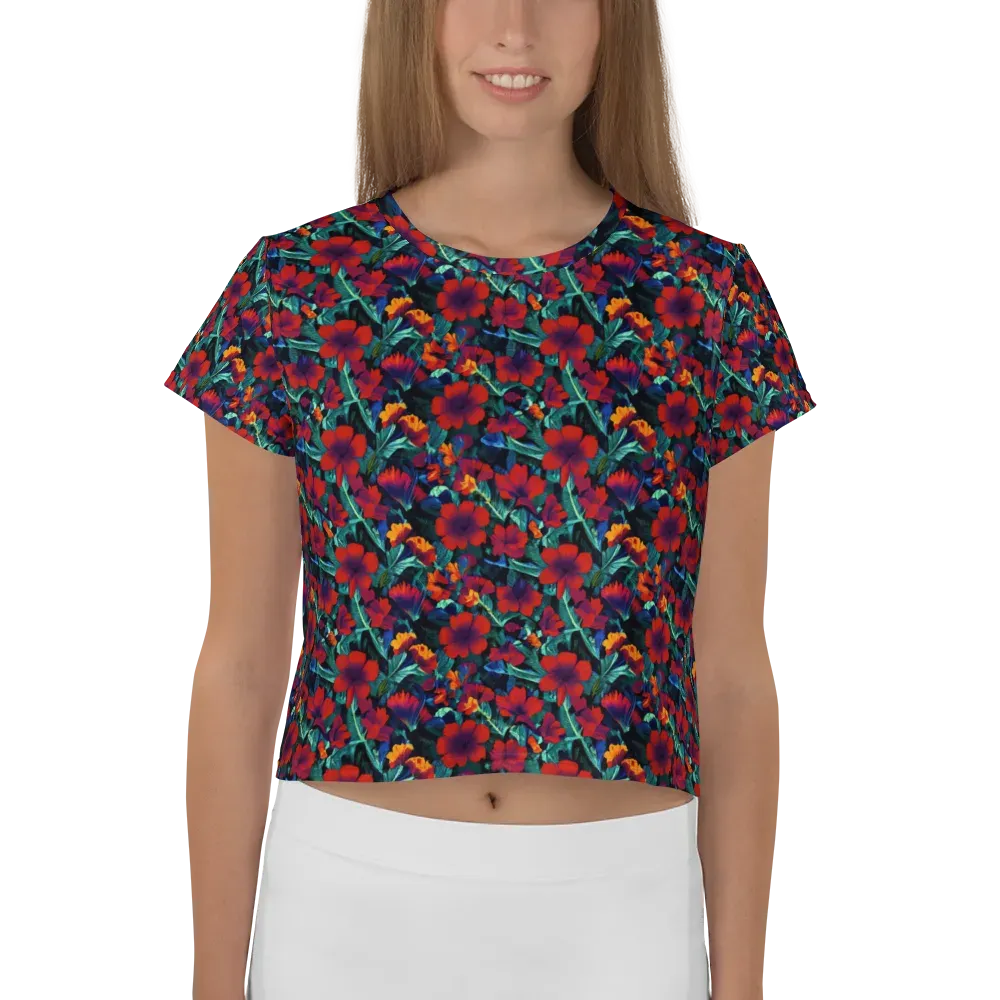 Crimson Jungle on Crop Tee — Front