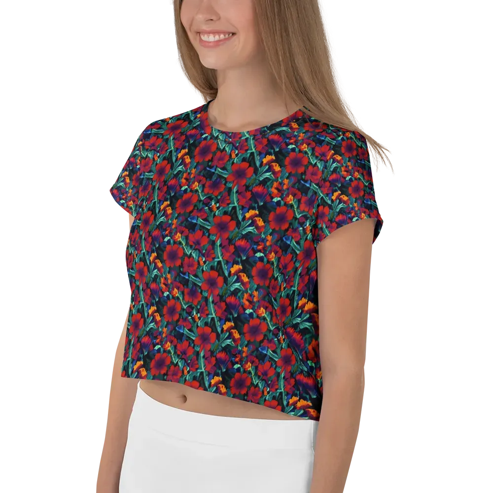 Crimson Jungle on Crop Tee — Left