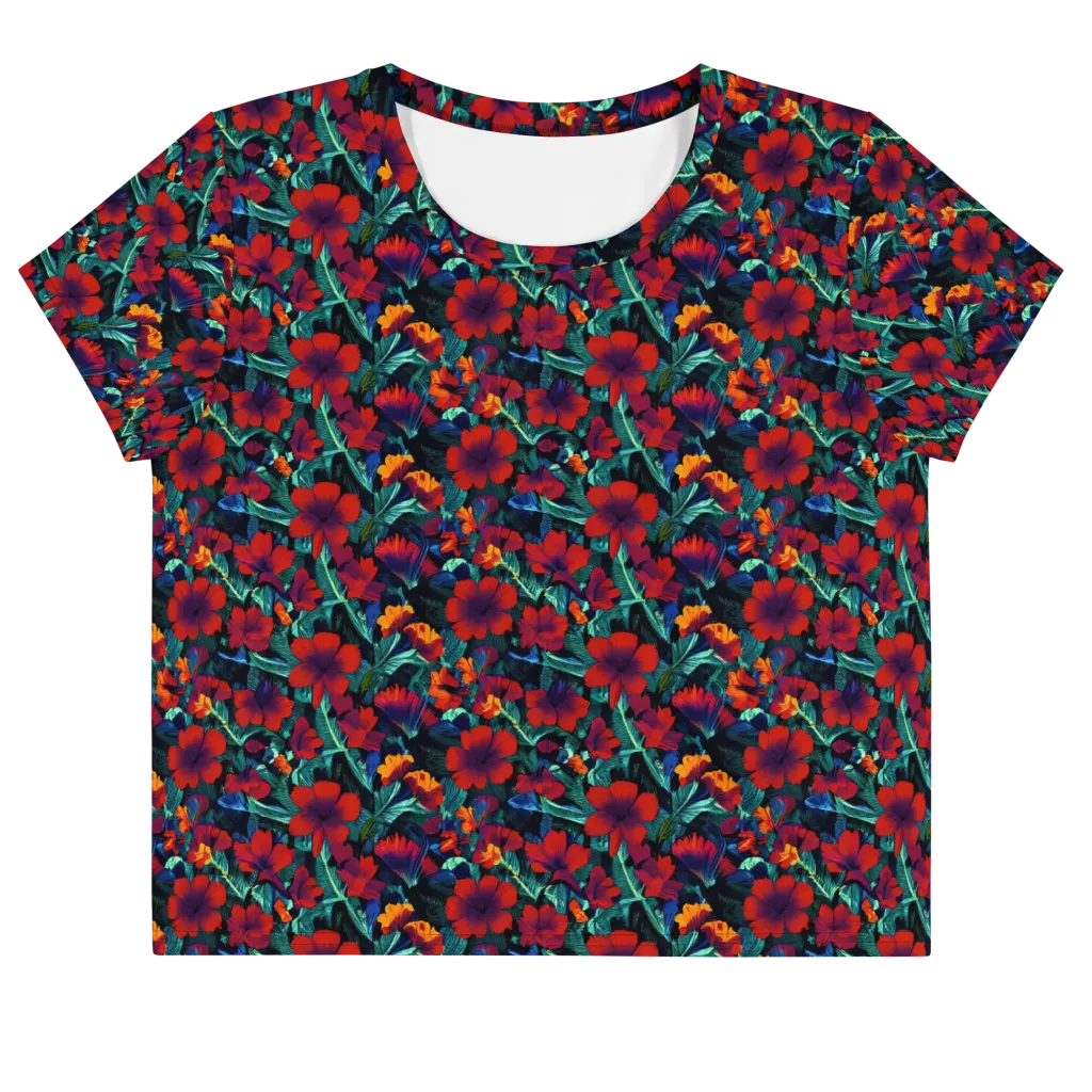 Crimson Jungle on Crop Tee — Front