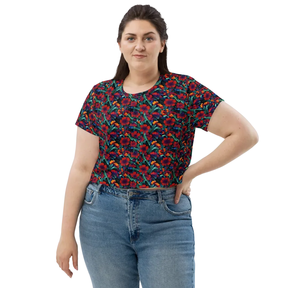 Crimson Jungle on Crop Tee — Front