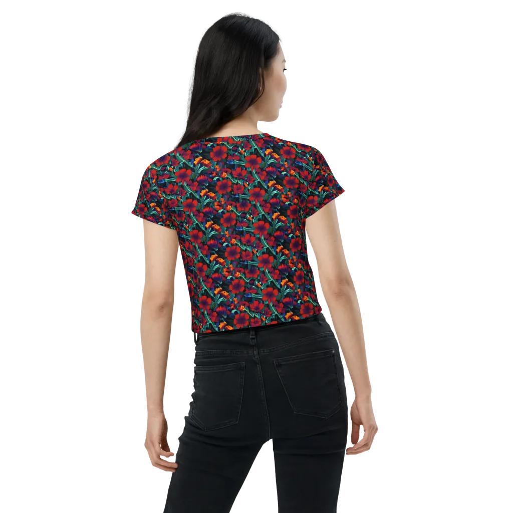 Crimson Jungle on Crop Tee — Back