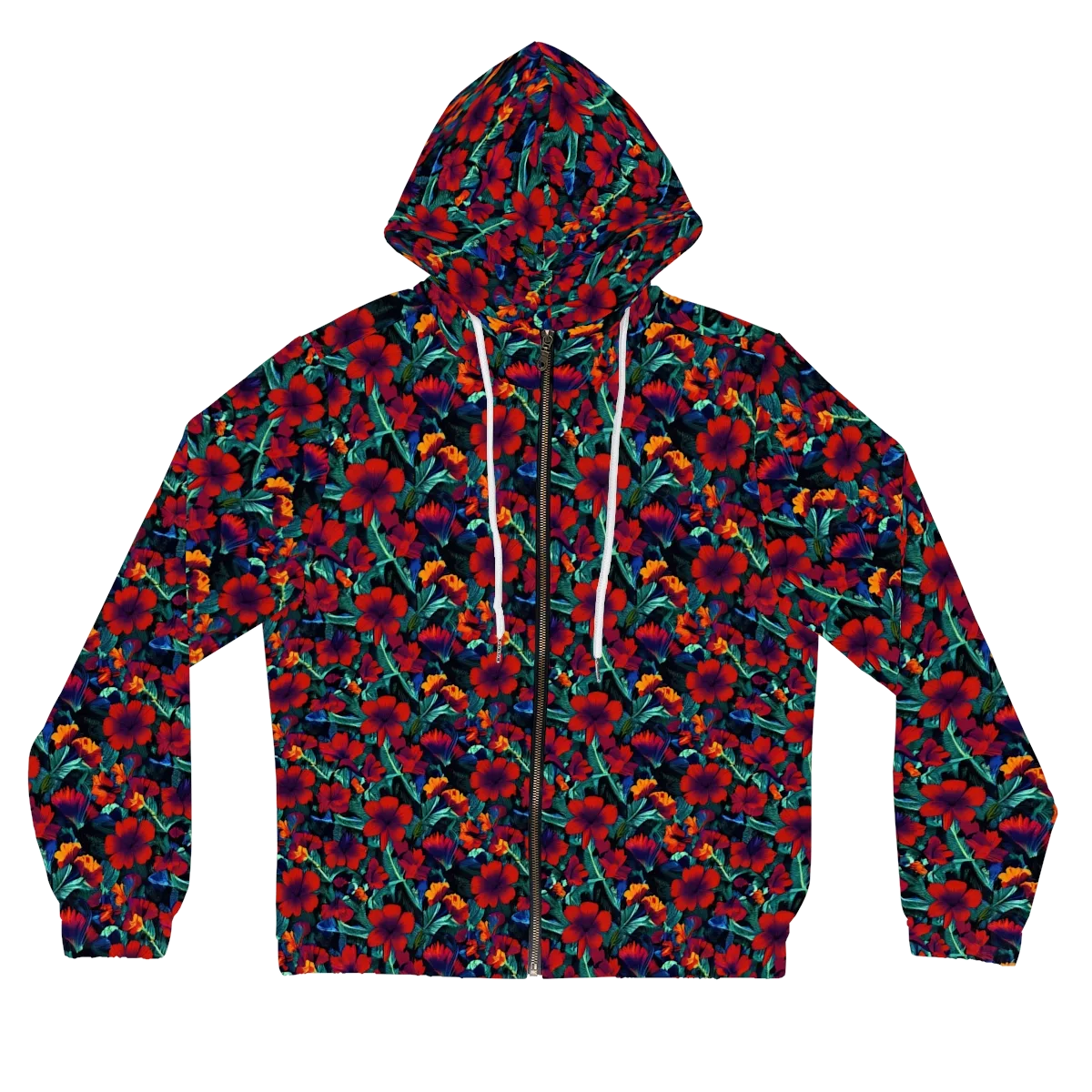 Crimson Jungle on Women's Full-Zip Hoodie — Front