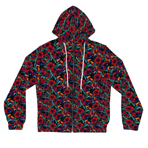 Crimson Jungle on a Women's Full-Zip Hoodie