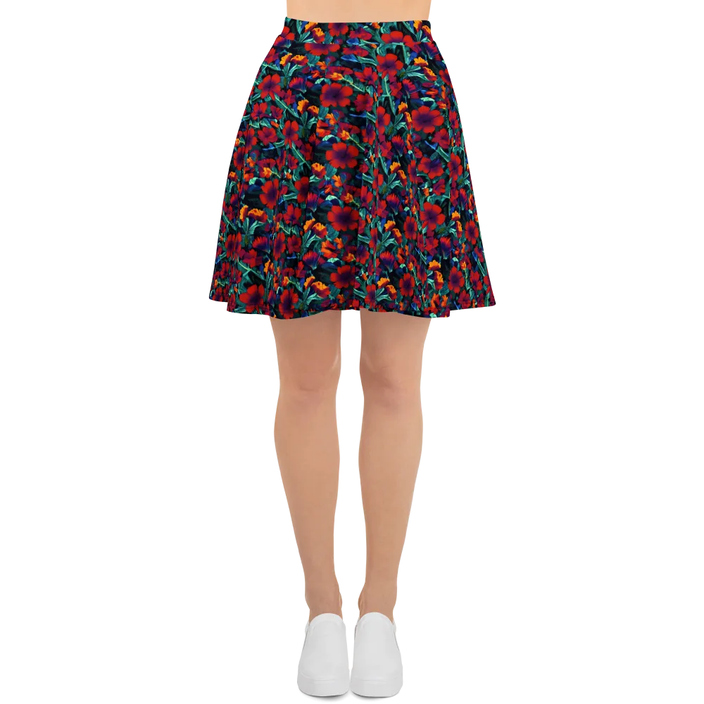 Crimson Jungle on Skater Skirt — Front