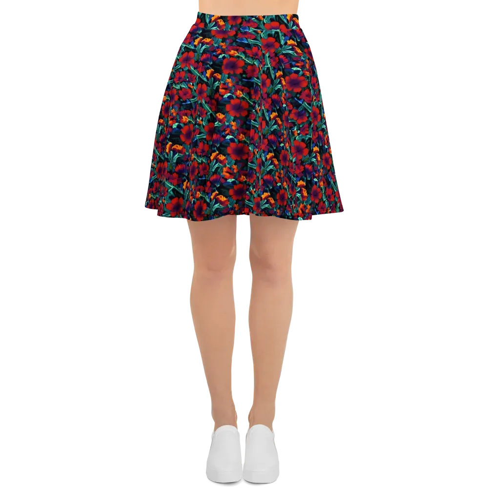 Crimson Jungle on Skater Skirt — Front