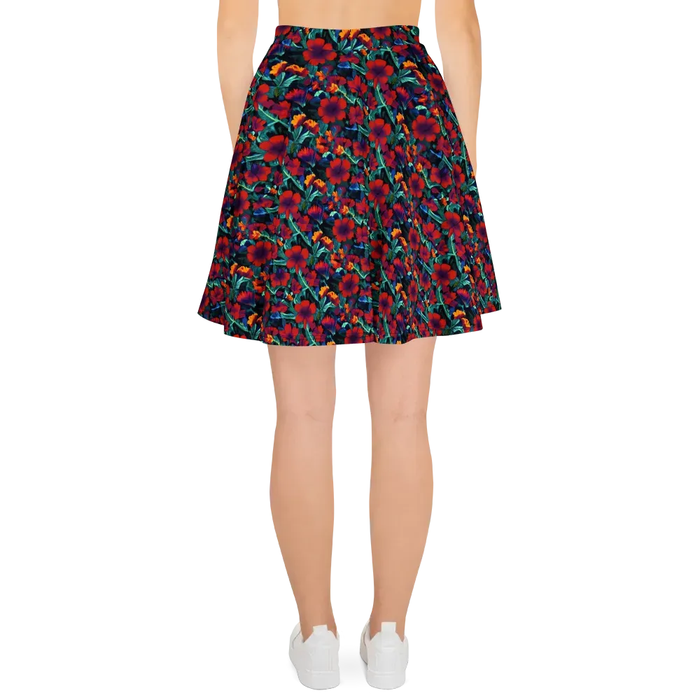 Crimson Jungle on Skater Skirt — Back