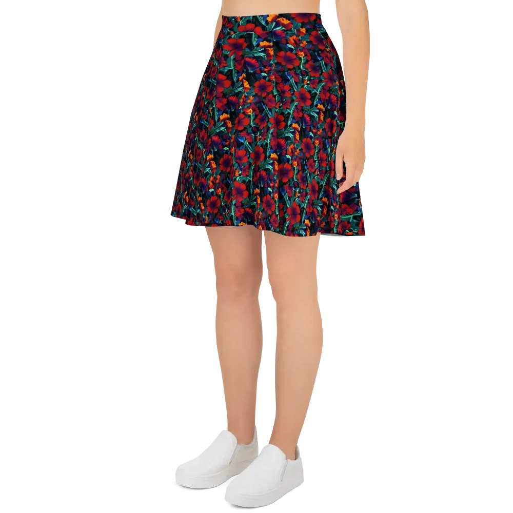 Crimson Jungle on Skater Skirt — Left