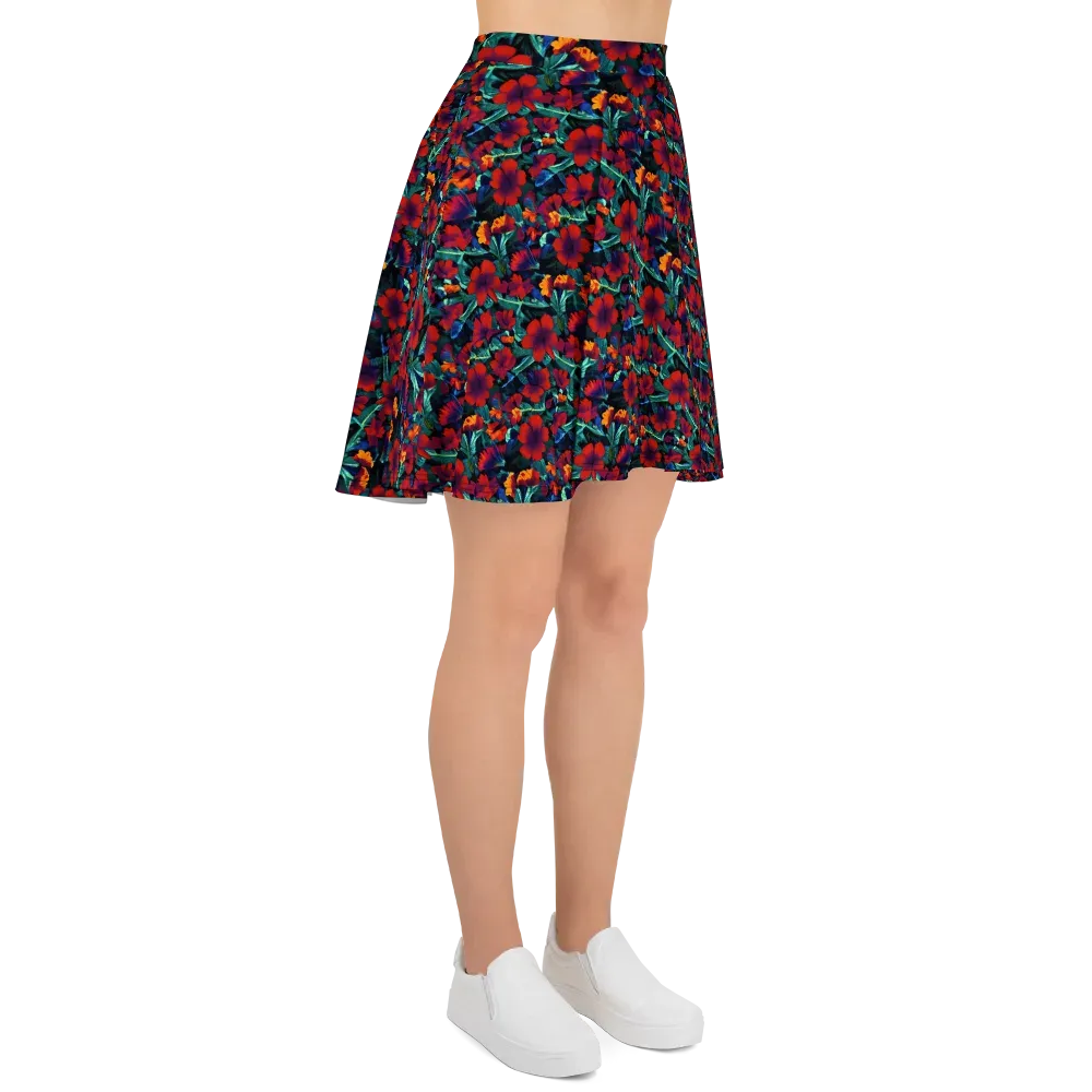 Crimson Jungle on Skater Skirt — Right