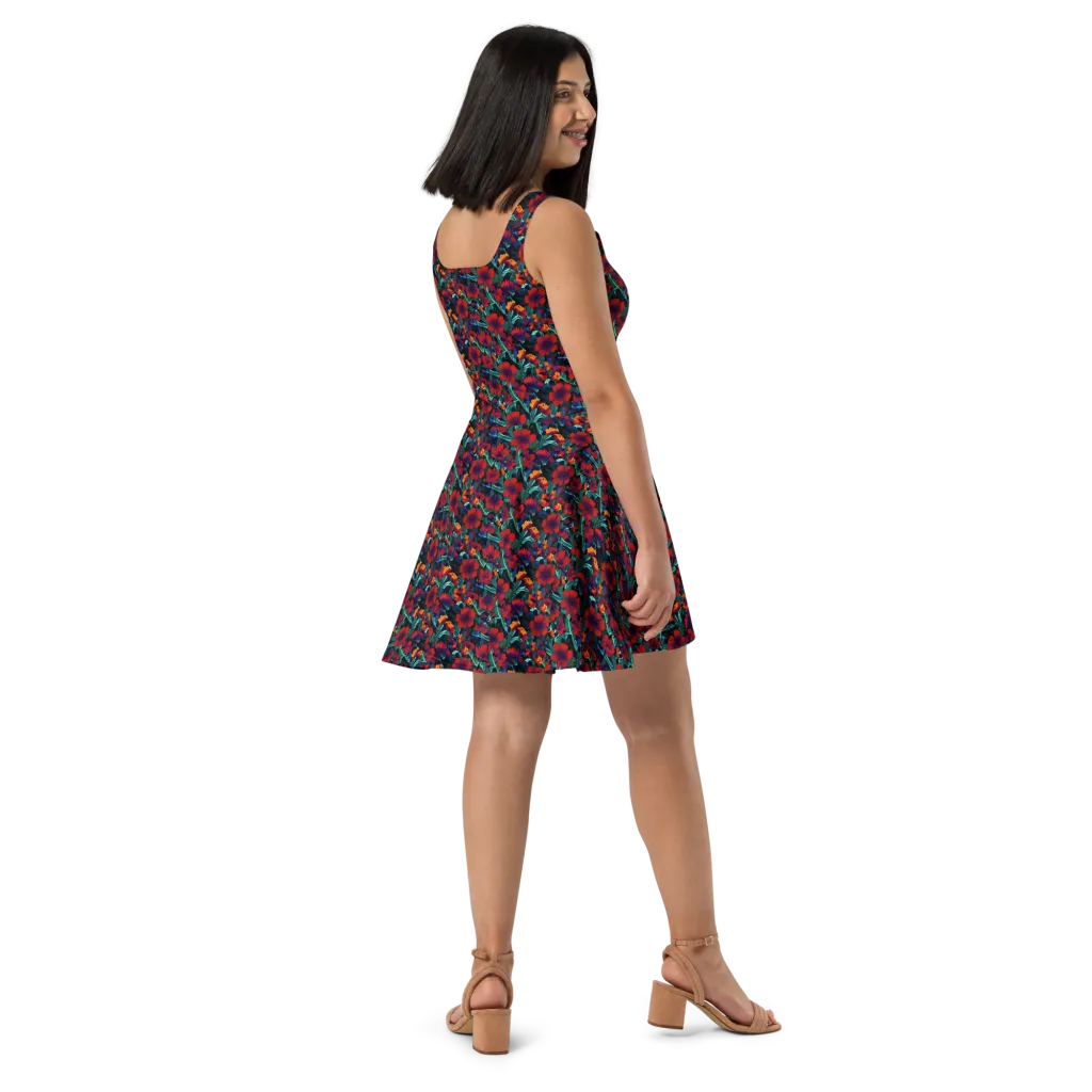 Crimson Jungle on Skater Dress — Right