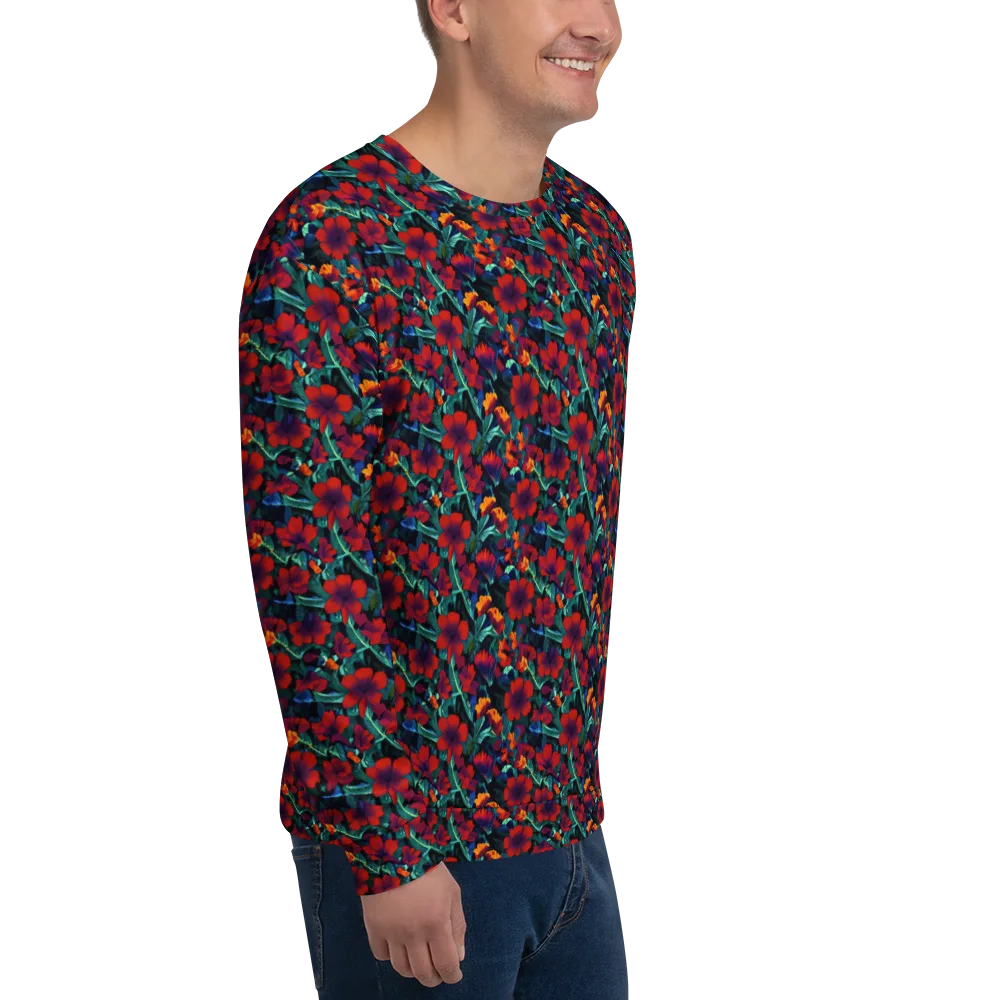 Crimson Jungle on Sweatshirt — Right Front