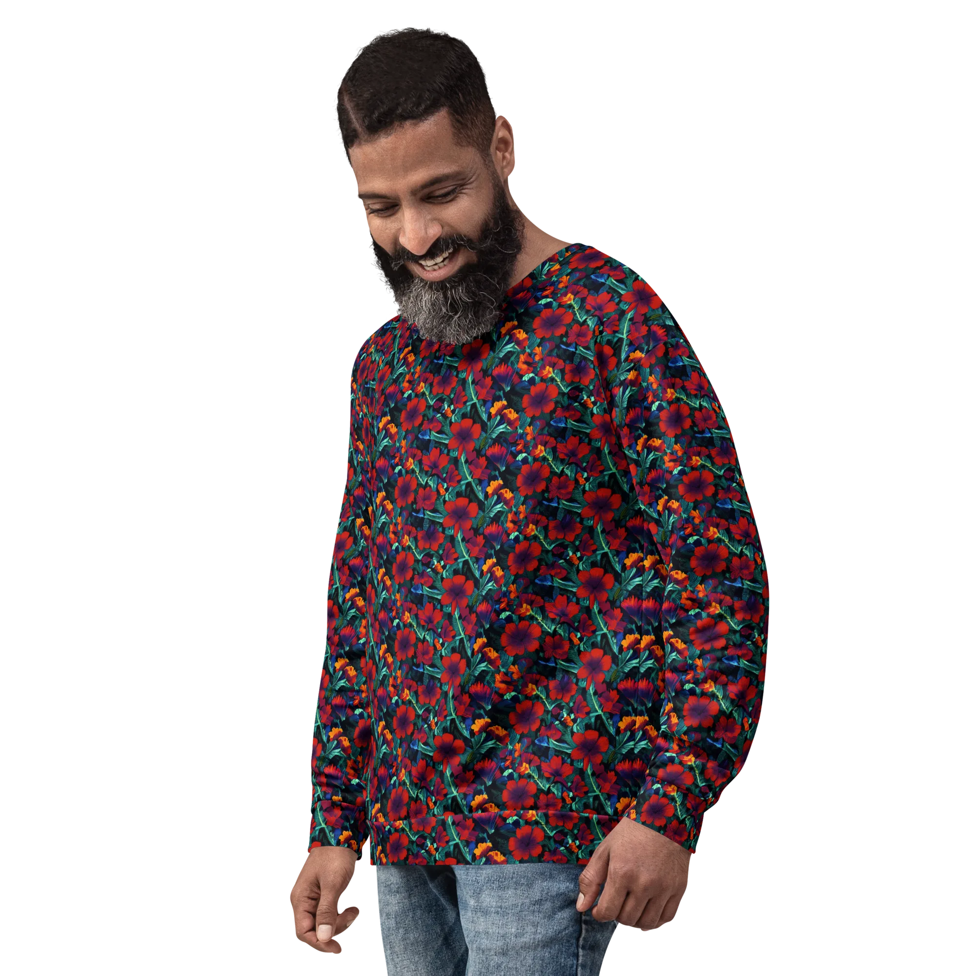 Crimson Jungle on Sweatshirt — Left Front