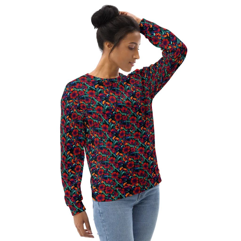 Crimson Jungle on Sweatshirt — Right Front