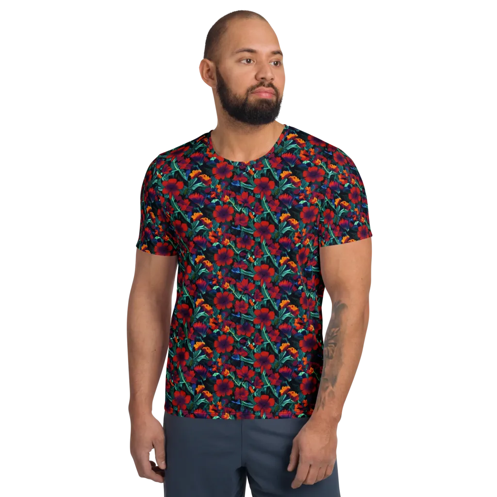 Crimson Jungle on Men's Athletic T-Shirt — Front
