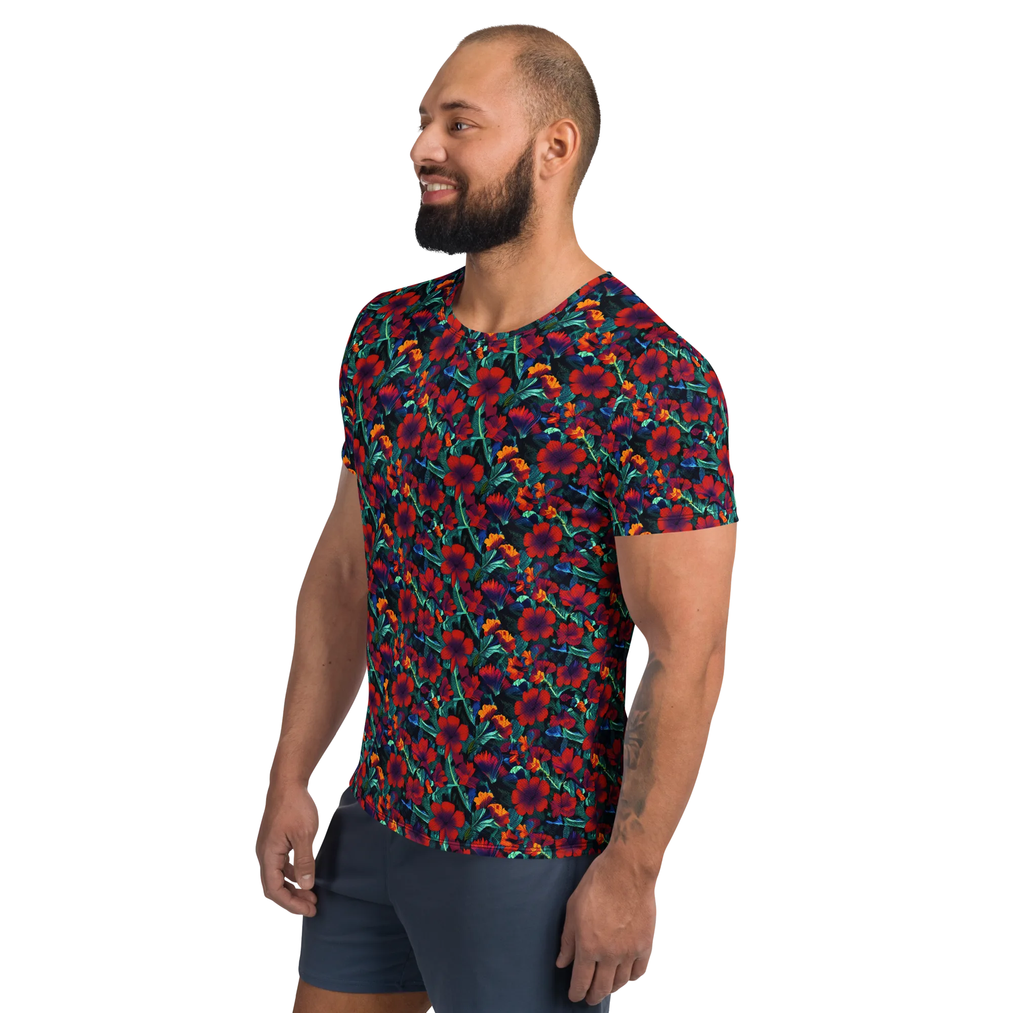 Crimson Jungle on Men's Athletic T-Shirt — Left