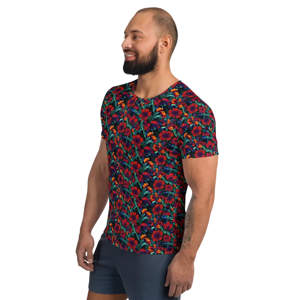 Crimson Jungle on Men's Athletic T-Shirt — Left