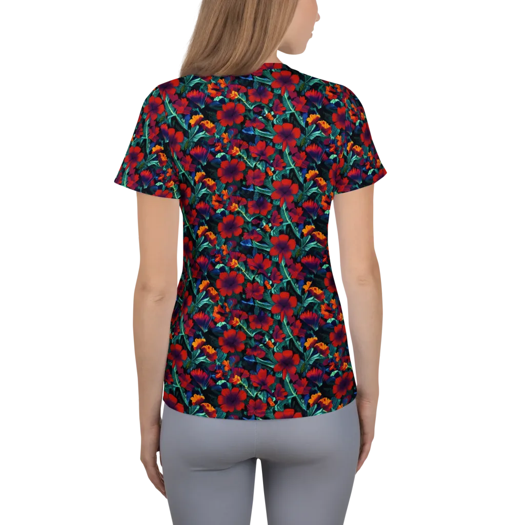 Crimson Jungle on Women's Athletic T-Shirt — Back