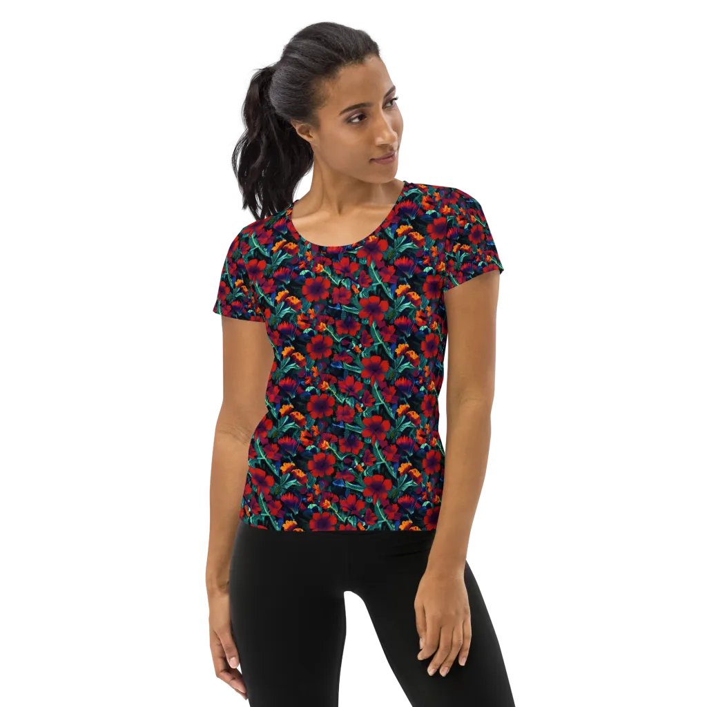 Crimson Jungle on Women's Athletic T-Shirt — Front