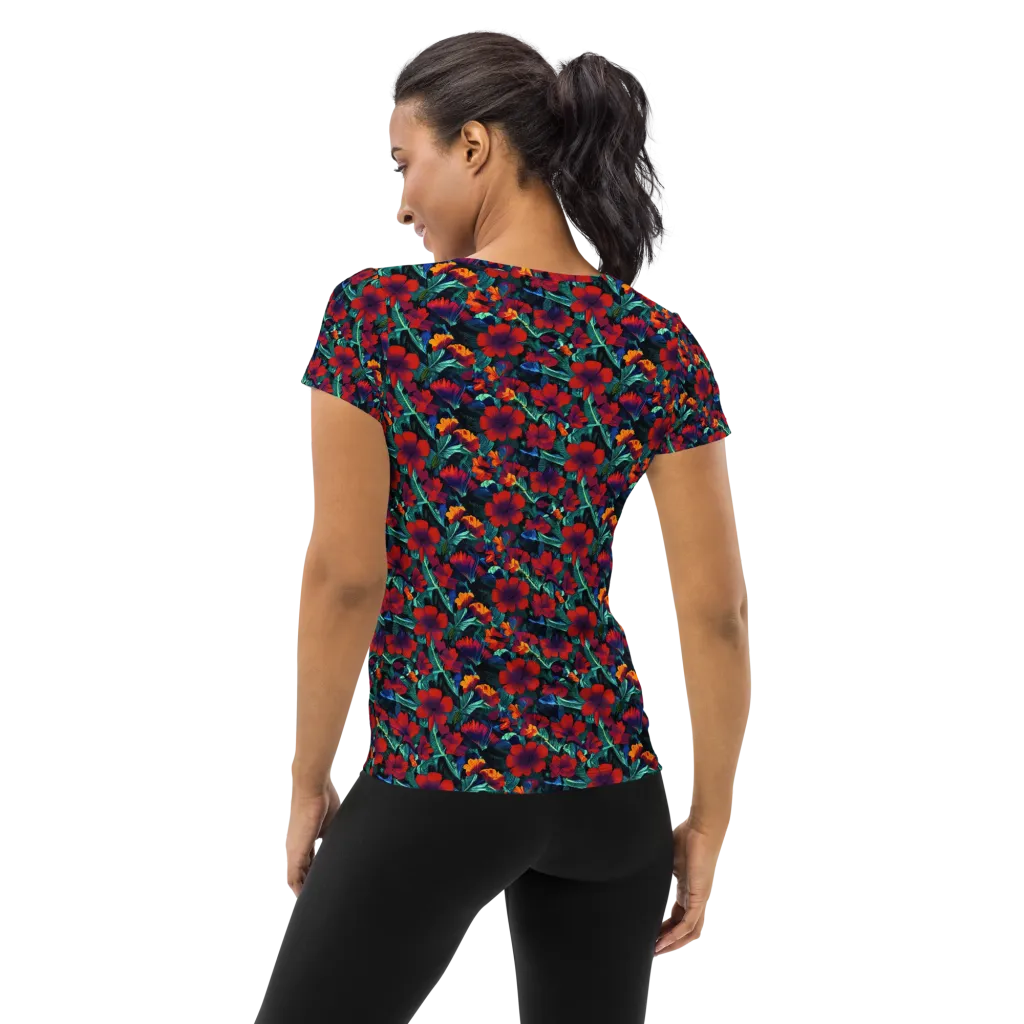 Crimson Jungle on Women's Athletic T-Shirt — Back