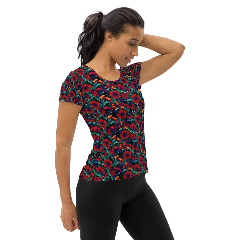 Crimson Jungle on Women's Athletic T-Shirt — Right