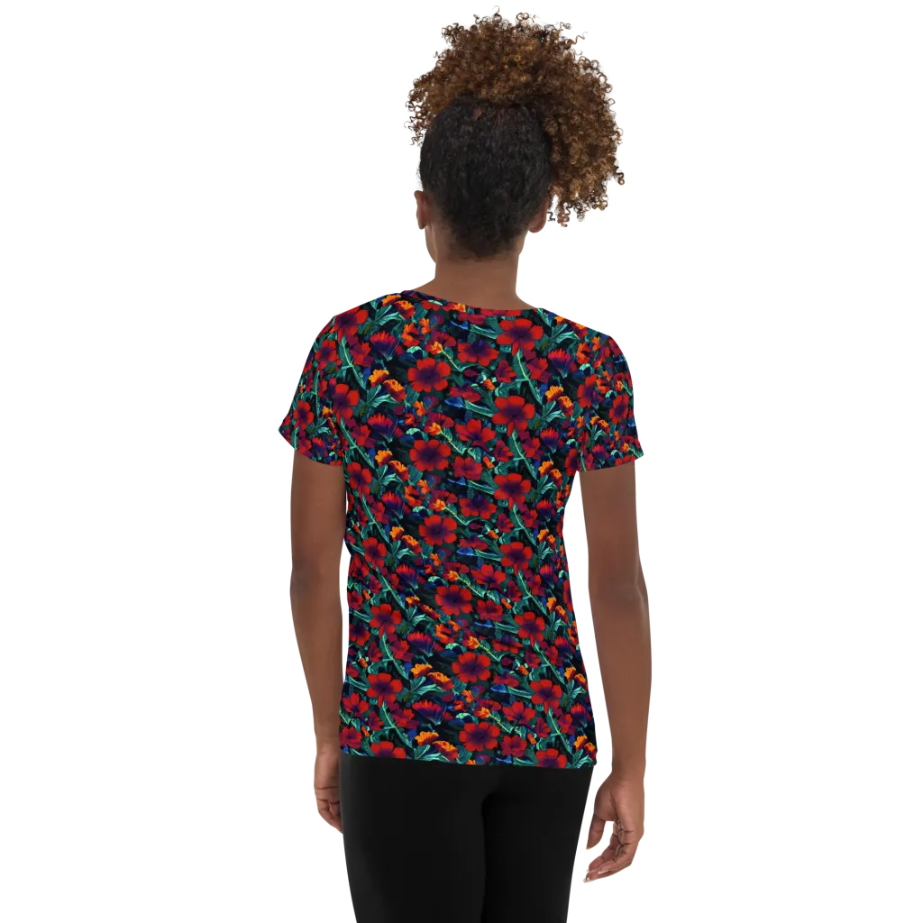 Crimson Jungle on Women's Athletic T-Shirt — Back