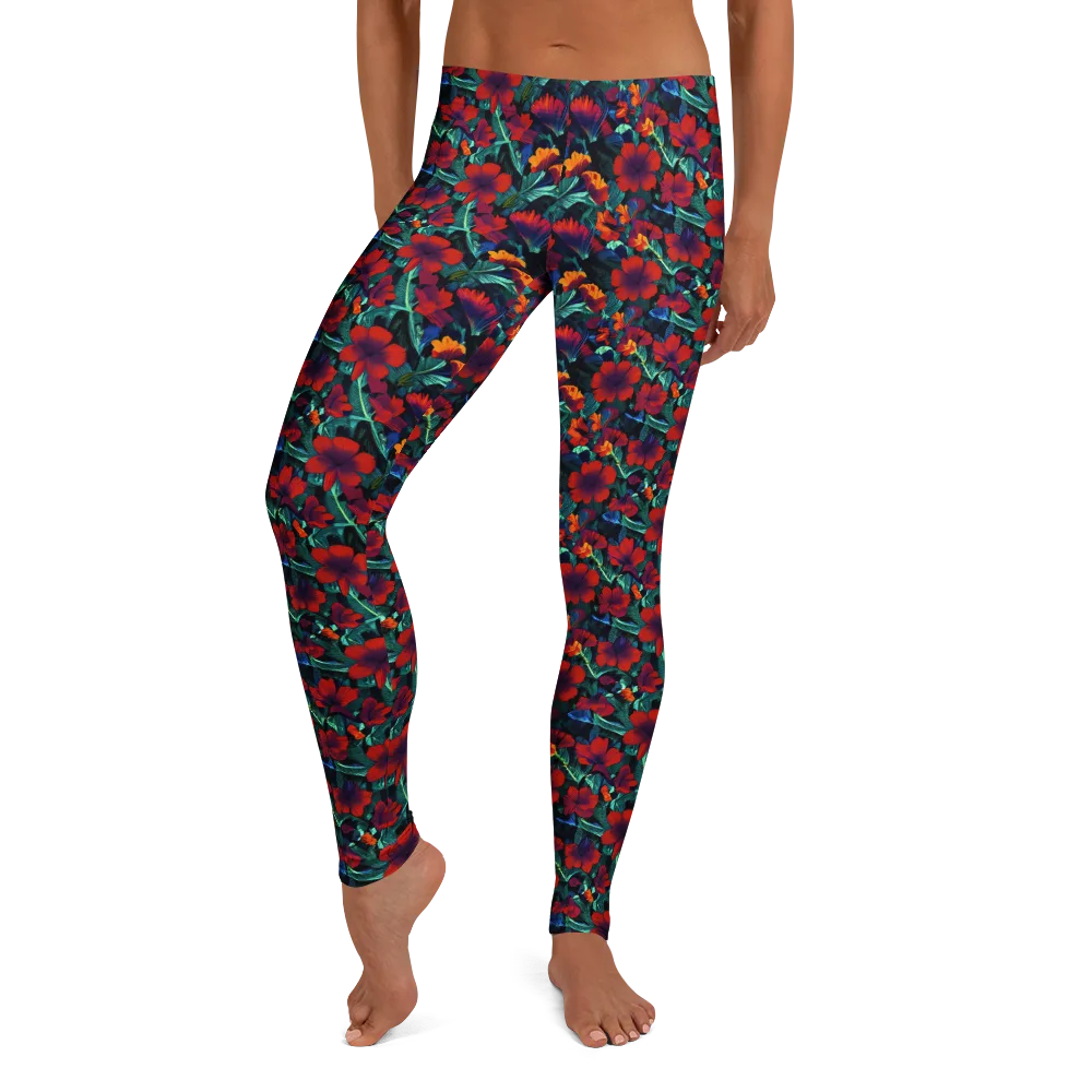 Crimson Jungle on Leggings — Front