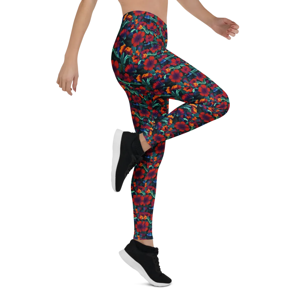 Crimson Jungle on Leggings — Right