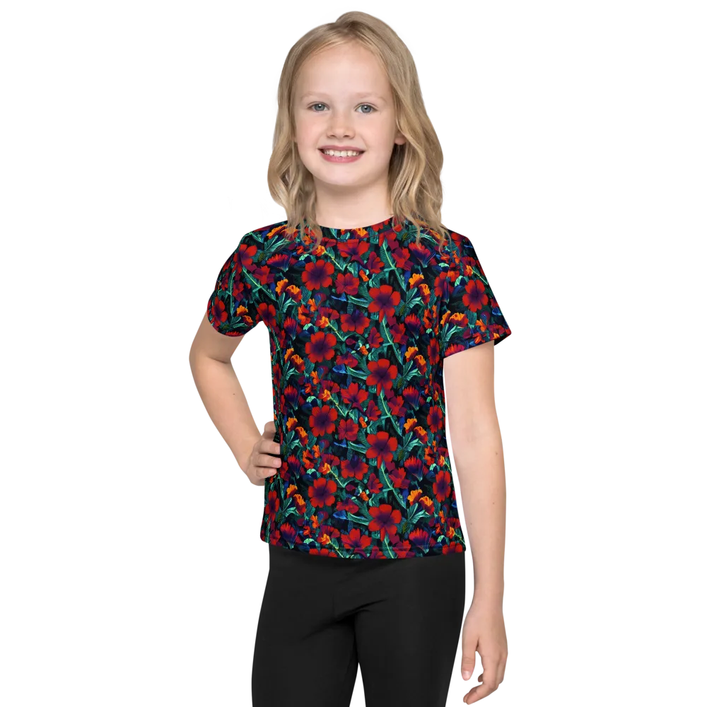 Crimson Jungle on Kids Crew Neck T-Shirt — Front