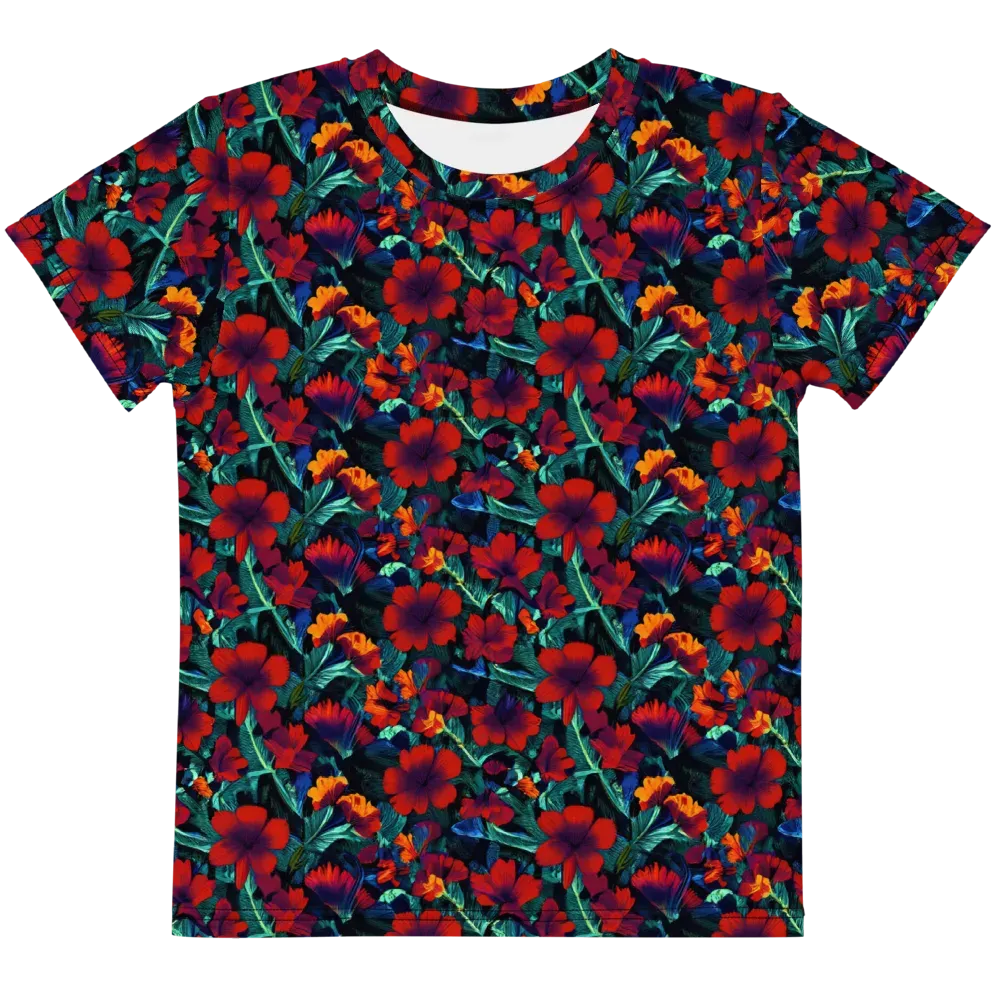 Crimson Jungle on Kids Crew Neck T-Shirt — Front