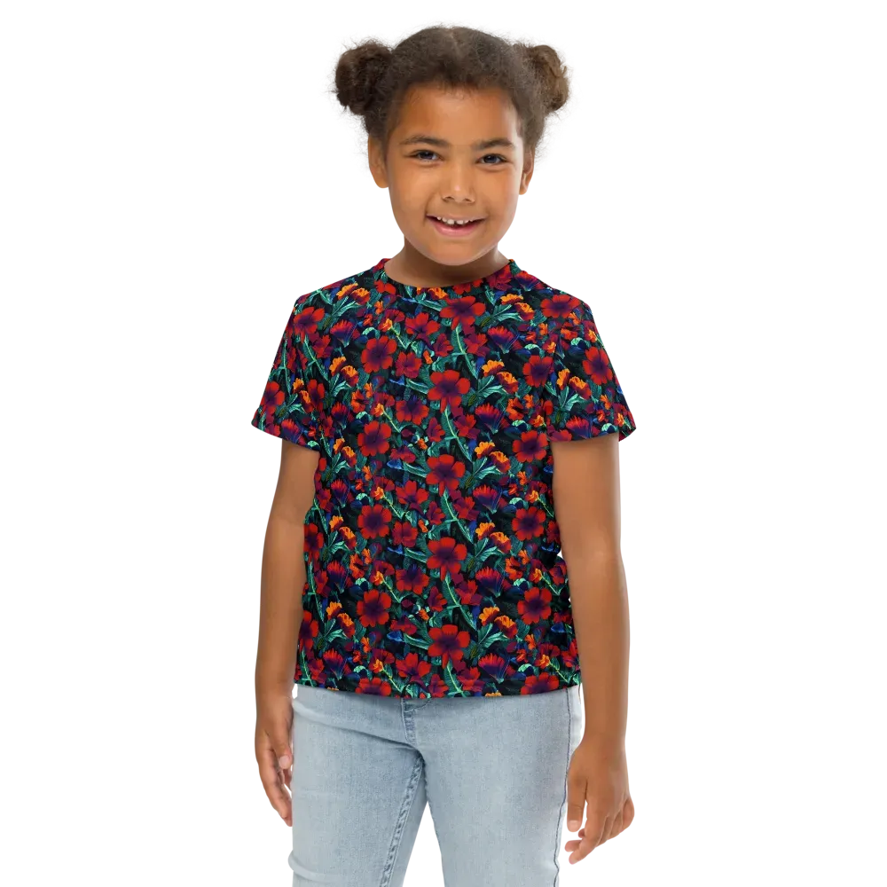 Crimson Jungle on Kids Crew Neck T-Shirt — Front