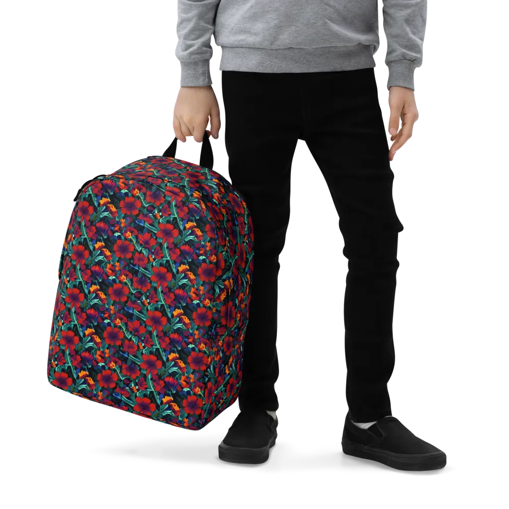 Crimson Jungle on Minimalist Backpack — Zoomed-in