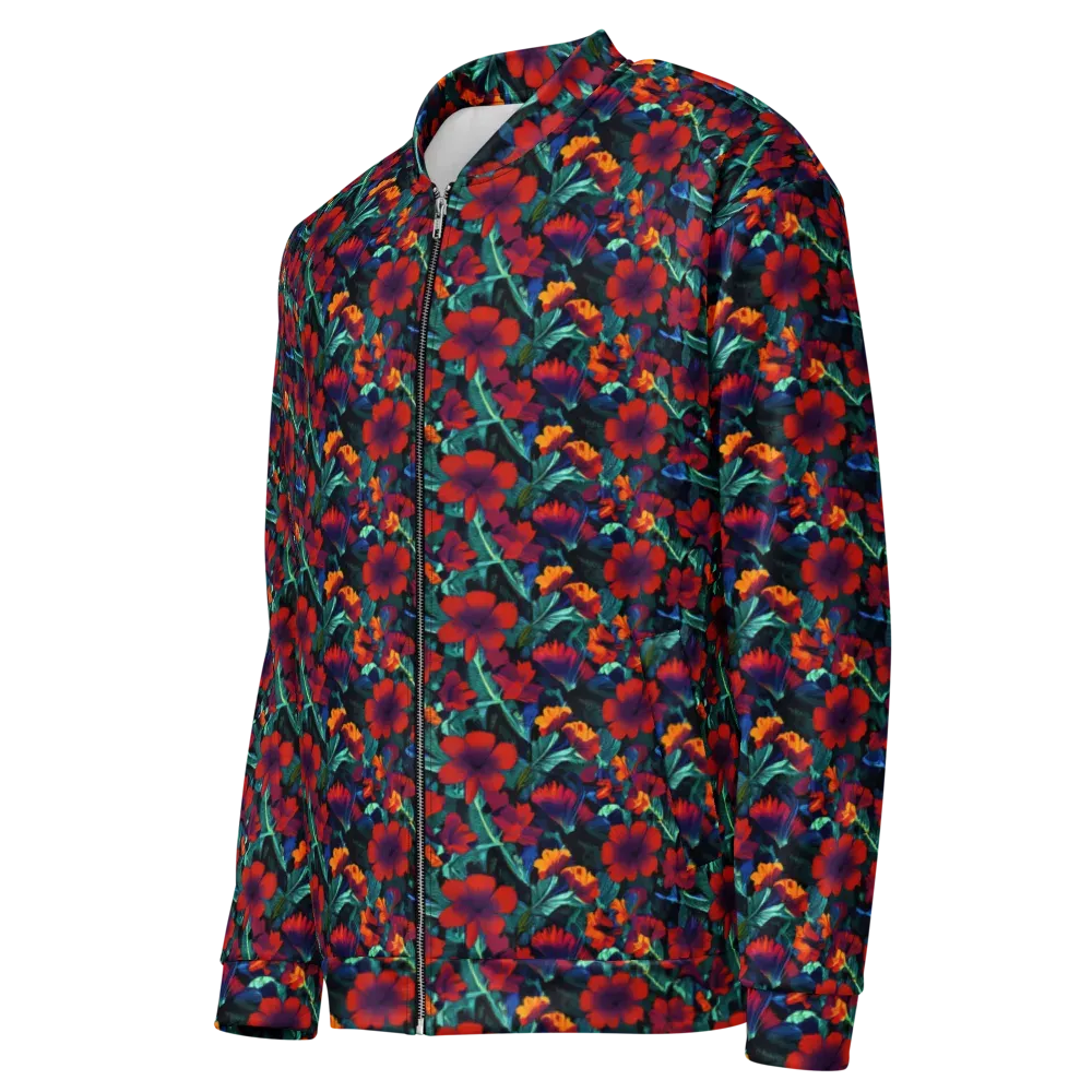 Crimson Jungle on Bomber Jacket — Left Front