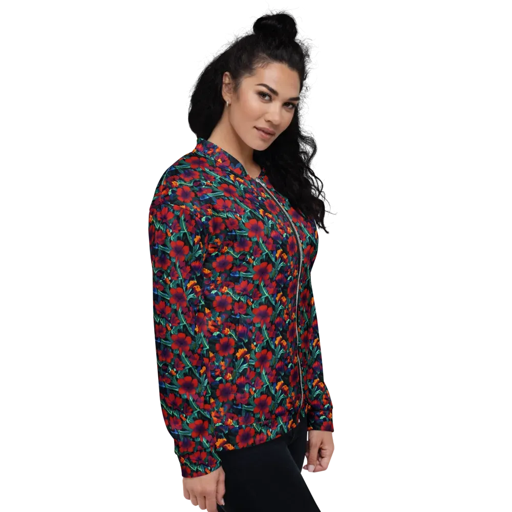 Crimson Jungle on Bomber Jacket — Right