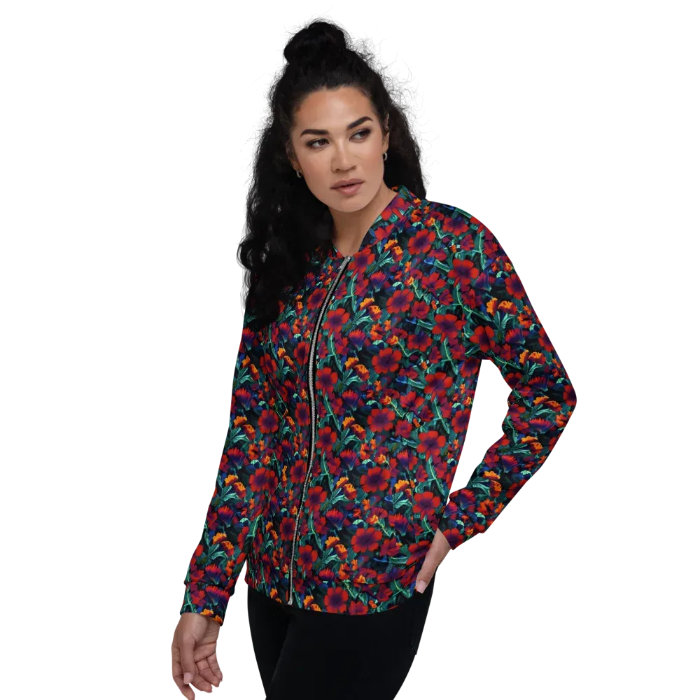 Crimson Jungle on Bomber Jacket — Left