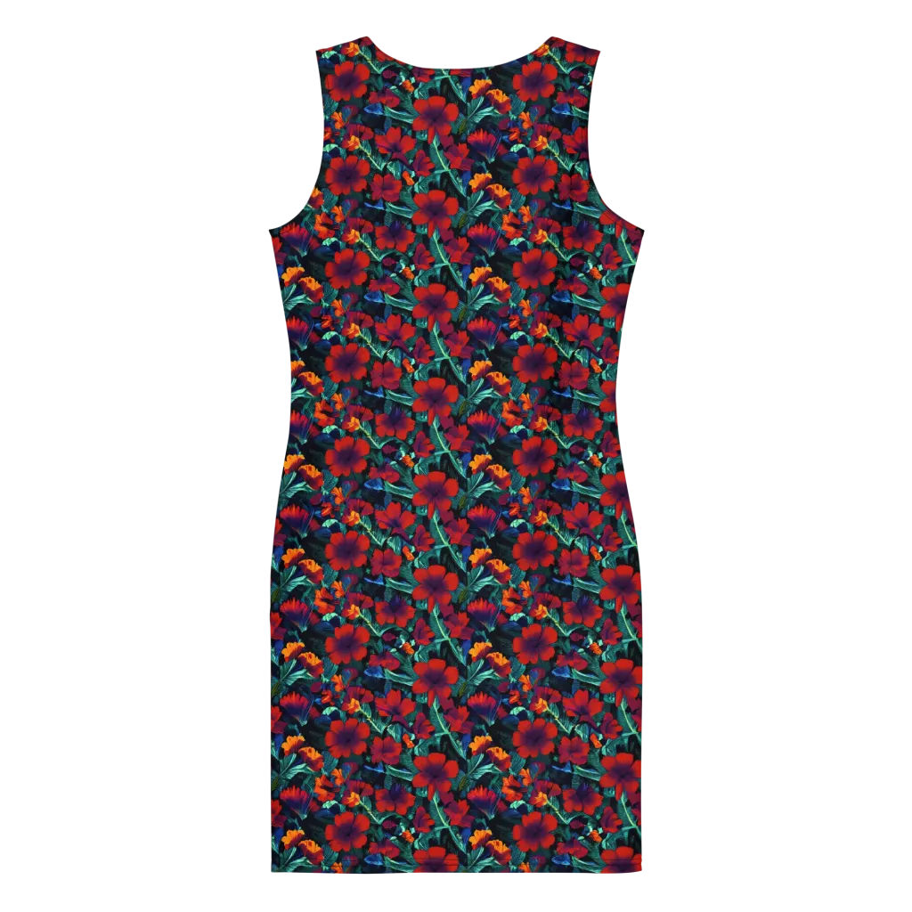 Crimson Jungle on Bodycon Dress — Back