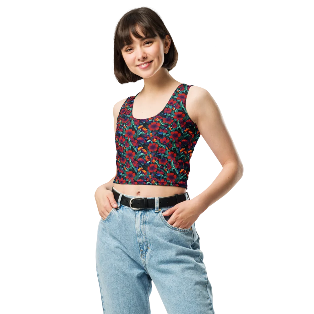 Crimson Jungle on Crop Top — Front