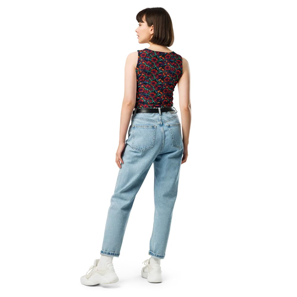 Crimson Jungle on Crop Top — Back