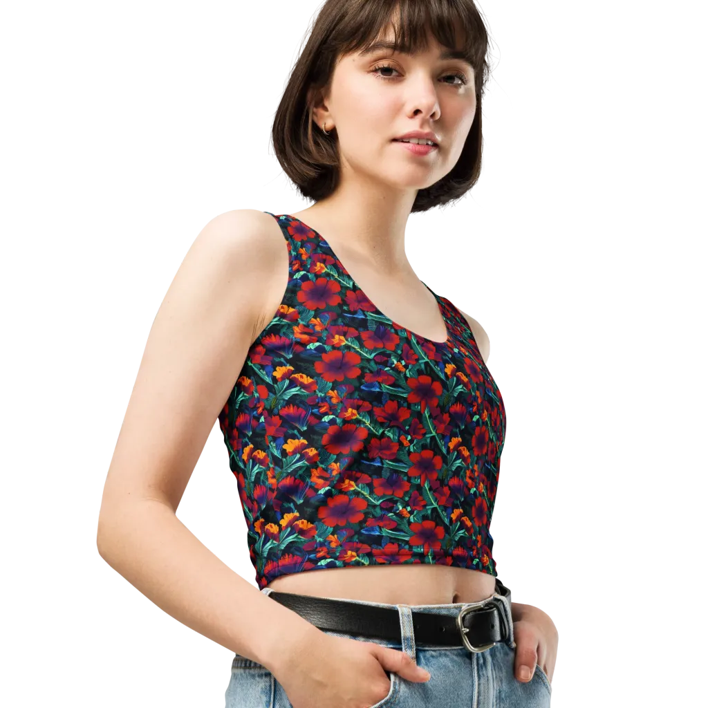 Crimson Jungle on Crop Top — Right Front