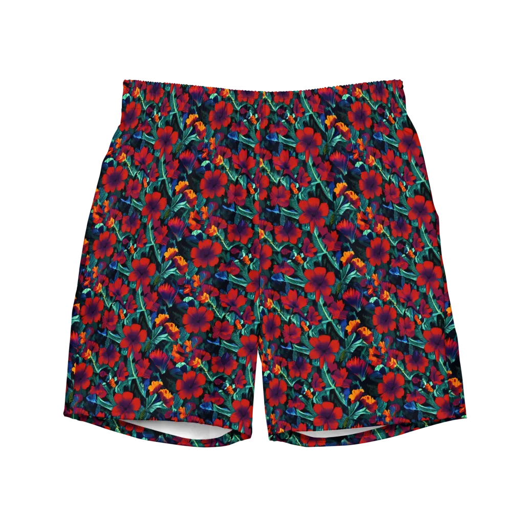 Crimson Jungle on Swim Trunks — Front
