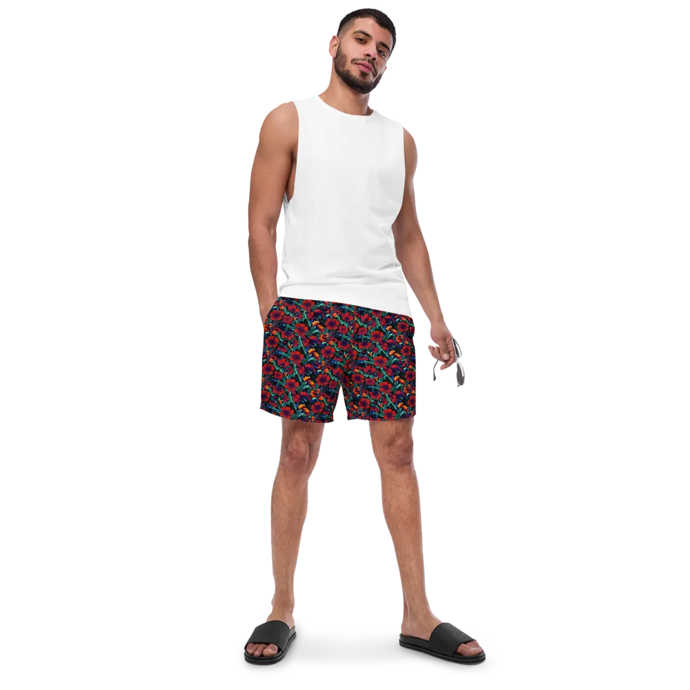 Crimson Jungle on Swim Trunks — Front