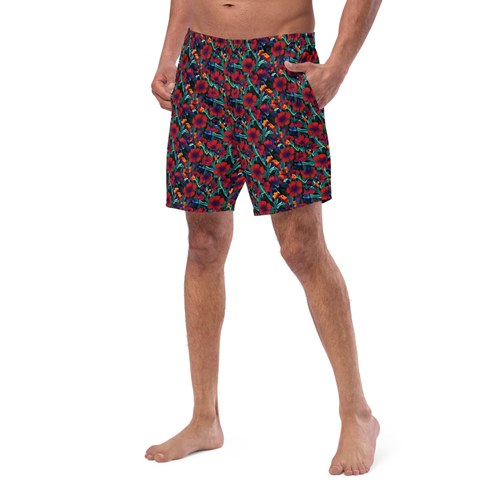 Crimson Jungle on Swim Trunks — Left Front