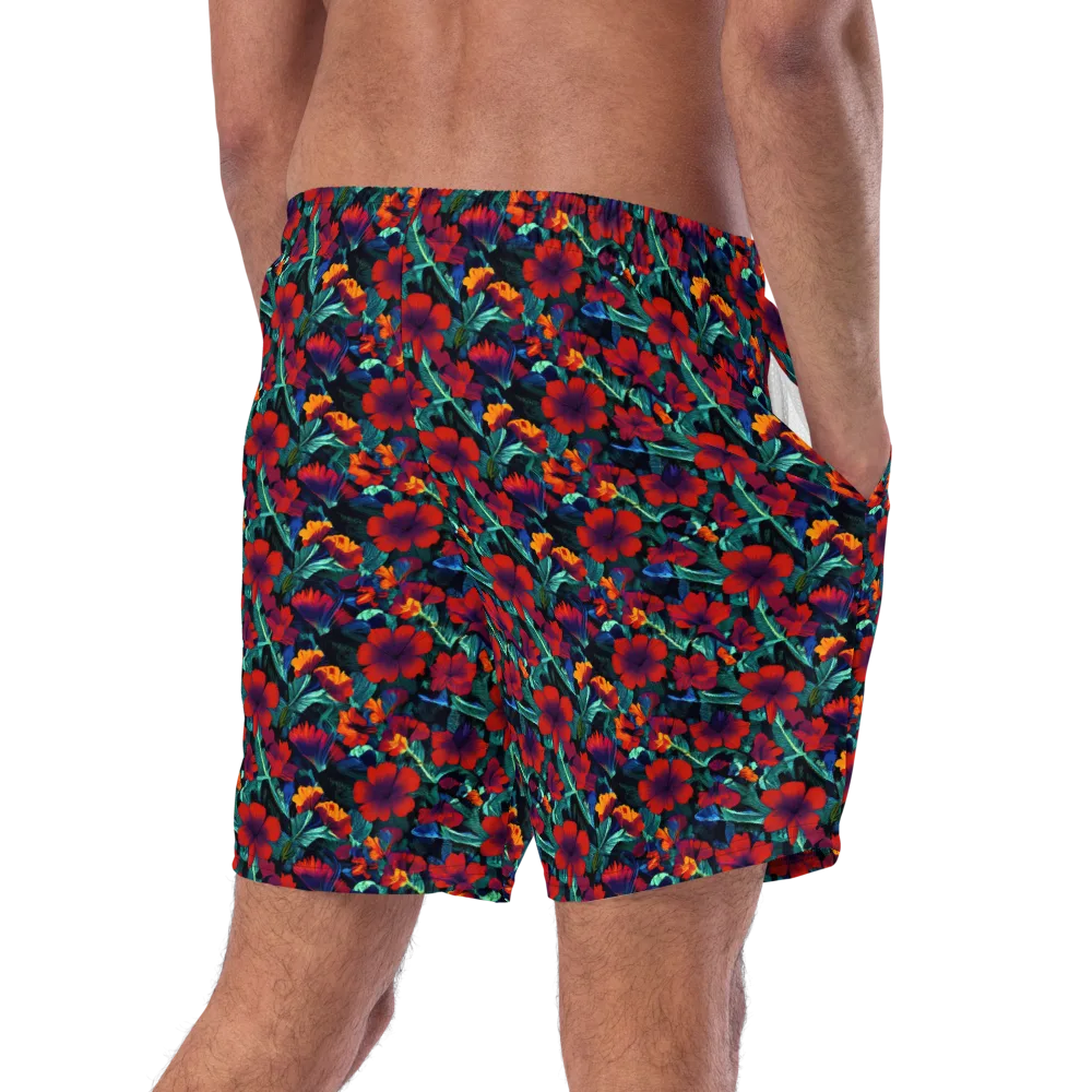 Crimson Jungle on Swim Trunks — Right Back