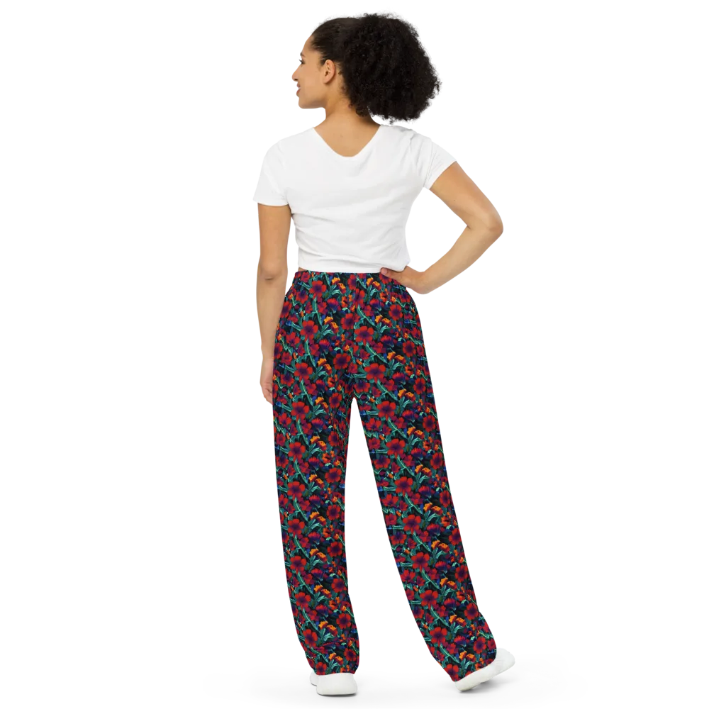 Crimson Jungle on Wide-Leg Pants — Back